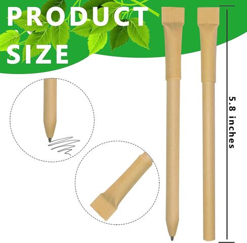 100pcs Kraft Paper Barrel Writing Pen Eco-Friendly Pens Cardboard Pens Black Ink in Saudi Arabia