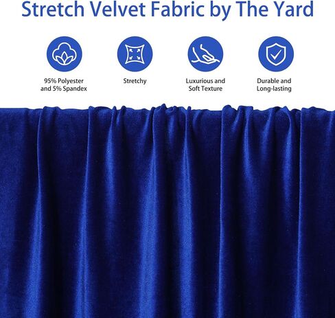 Stretch Velvet Fabric by The Yard Soft for Sewing, Costume, Upholstery, Crafting Projects(Ivory,2 Yard) in Saudi Arabia