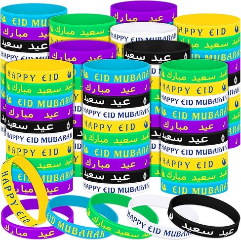 Ramadan Silicone Bracelets Mubarak Festival Party Wristbands Supplies Colored Silicone Bracelets Muslim Adults Gifts Ramadan Favors Ramadan Decor (60 Pcs,Ramadan) in Saudi Arabia