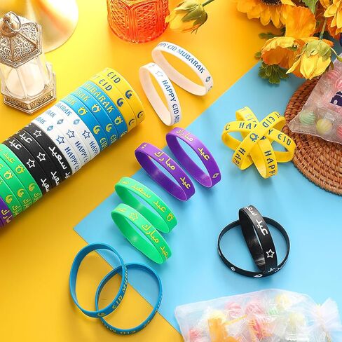 Ramadan Silicone Bracelets Mubarak Festival Party Wristbands Supplies Colored Silicone Bracelets Muslim Adults Gifts Ramadan Favors Ramadan Decor (60 Pcs,Ramadan) in Saudi Arabia