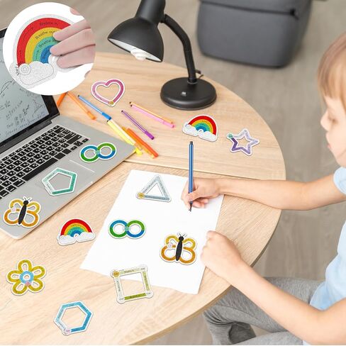 80 Pcs Anxiety Sensory Stickers with Inspirational Quotes Calm Textured Strips Relief Mental Health Stickers School Office Adhesive Sensory Tape Anti Stress Toys for Adults Teens (Watercolor) in Kuwait