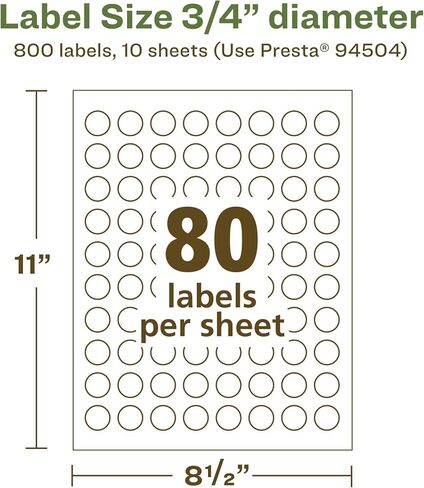 Avery EcoFriendly Matte White Recycled Round Labels, 0.75" Diameter, Print-to-The-Edge, Matte White Labels, Permanent Label Adhesive, Laser/Inkjet, 800 Printable Labels in Saudi Arabia