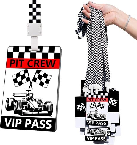 25 مجموعة من بطاقات Racing VIP Pass مع بطاقات Racing Lanyards Bulk PVC VIP Pass مع حبل أبيض وسوداء لحدث Gamer Race Car Party Fast One Party Supplies （Black） in Kuwait