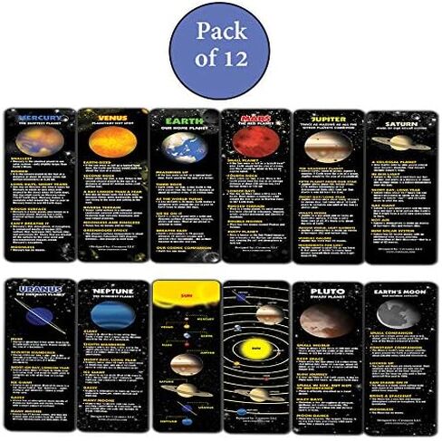 Creanoso Planet Facts Bookmark Cards (12-Pack) – Premium Quality Book Page Clipper Set – Educational Science Bookmarks for Boys, Girls, Men, Women, Teens – Teacher Rewards and Classroom Incentives in Saudi Arabia