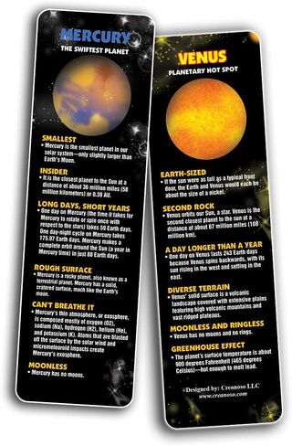Creanoso Planet Facts Bookmark Cards (12-Pack) – Premium Quality Book Page Clipper Set – Educational Science Bookmarks for Boys, Girls, Men, Women, Teens – Teacher Rewards and Classroom Incentives in Saudi Arabia