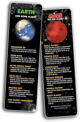 Creanoso Planet Facts Bookmark Cards (12-Pack) – Premium Quality Book Page Clipper Set – Educational Science Bookmarks for Boys, Girls, Men, Women, Teens – Teacher Rewards and Classroom Incentives in Saudi Arabia