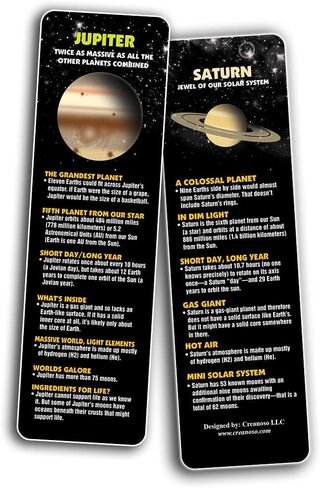 Creanoso Planet Facts Bookmark Cards (12-Pack) – Premium Quality Book Page Clipper Set – Educational Science Bookmarks for Boys, Girls, Men, Women, Teens – Teacher Rewards and Classroom Incentives in Saudi Arabia