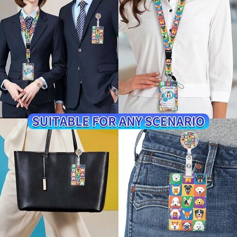ID Badge Holder with Lanyard, Retractable Badge Holders Reels with Lanyards Adjustable, for Women Kids Teacher Nurses Doctor Student(Cute Green Leaf) in Saudi Arabia