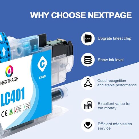 LC401XL MFC-J1010DW Ink Cartridges for Brother Printer LC401XL LC401 for MFC-J1010DW MFC-J1170DW MFC-J1012DW MFC-J1800DW MFC J1010DW - 4 Pack High Yields Black Cyan Magenta Yellow (LC401-BKCMY) in Saudi Arabia