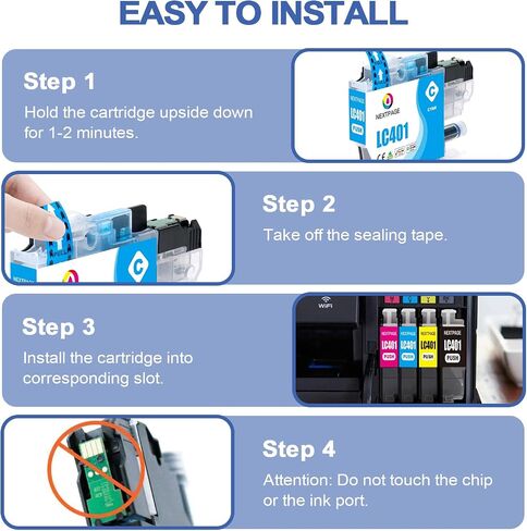LC401XL MFC-J1010DW Ink Cartridges for Brother Printer LC401XL LC401 for MFC-J1010DW MFC-J1170DW MFC-J1012DW MFC-J1800DW MFC J1010DW - 4 Pack High Yields Black Cyan Magenta Yellow (LC401-BKCMY) in Saudi Arabia