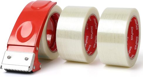 Strapping Tape with Dispenser, 3 Pack 2 Inch x 30 Yards 5.5 Mil, Heavy Duty Reinforced Fiberglass Tape for Moving,Shipping,Storage in Kuwait