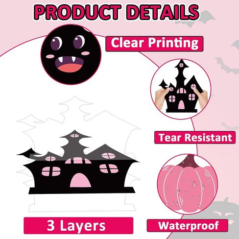 Halloween Classroom Bulletin Board Decoration Halloween Ghost Bulletin Board Set Decor Pink Black Ghost Boo Spider Cutouts Bat Castle Ghost Bulletin Board for School Home Wall Party Decor in Saudi Arabia