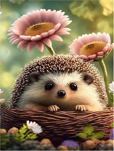 Diamond Painting Kit, Cute Hedgehog Diamond Art Kit for Adults Kids Beginners, DIY 5D Animal Flower Painting Art Crafts Home Wall Decor Gift 12x12 Inch in Saudi Arabia