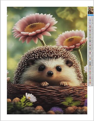 Diamond Painting Kit, Cute Hedgehog Diamond Art Kit for Adults Kids Beginners, DIY 5D Animal Flower Painting Art Crafts Home Wall Decor Gift 12x12 Inch in Saudi Arabia