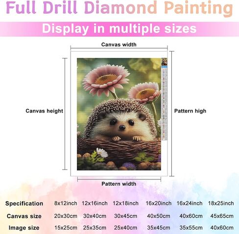 Diamond Painting Kit, Cute Hedgehog Diamond Art Kit for Adults Kids Beginners, DIY 5D Animal Flower Painting Art Crafts Home Wall Decor Gift 12x12 Inch in Saudi Arabia