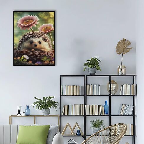 Diamond Painting Kit, Cute Hedgehog Diamond Art Kit for Adults Kids Beginners, DIY 5D Animal Flower Painting Art Crafts Home Wall Decor Gift 12x12 Inch in Saudi Arabia