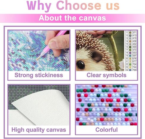 Diamond Painting Kit, Cute Hedgehog Diamond Art Kit for Adults Kids Beginners, DIY 5D Animal Flower Painting Art Crafts Home Wall Decor Gift 12x12 Inch in Saudi Arabia