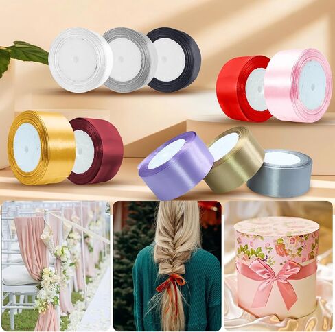 Luomorgo 1 1/2 Inch Satin Ribbon, 25 Yards Black Satin Ribbon, Fabric Ribbon for Gift Wrapping, Craft, Wedding, Birthday Party Decorations in Kuwait