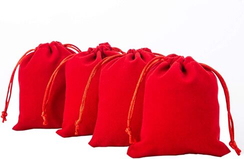 Kaoyoo 25pcs 4 "x4.7"/10cmx12cm أكياس الهدايا المخملية لحفل الزفاف ، أعياد الميلاد ، عيد الميلاد ، تعبئة المجوهرات in Kuwait