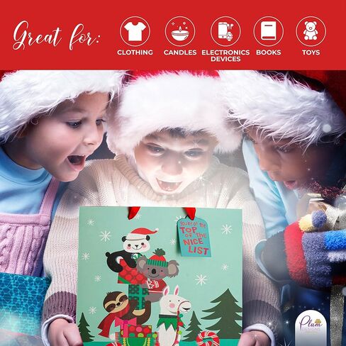 Christmas Gift Bags Medium Size Bulk-24 Charming Christmas Designs- Holiday Gift Bags with Colored Christmas Tissue Paper and Gift Tags-Christmas Goody Bags with Ribbon Handles -Foil Stamped Xmas Bags in Saudi Arabia