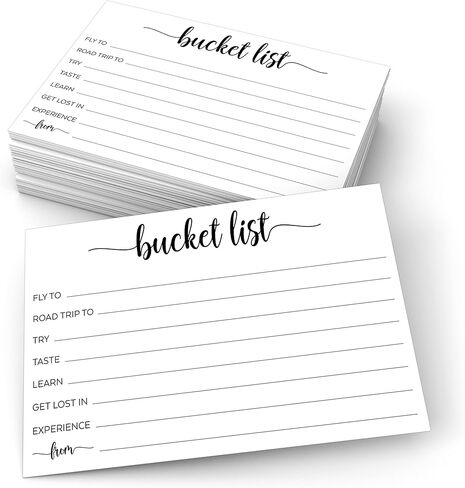 321Done Bucket List Suggestion Cards (50 4x6 Cards - Tan) - Fun Party Game Activity Guestbook for Wedding, Bridal, Graduation, Retirement, Anniversary, Birthday - Ad Lib Prompts - Made in the USA in Saudi Arabia