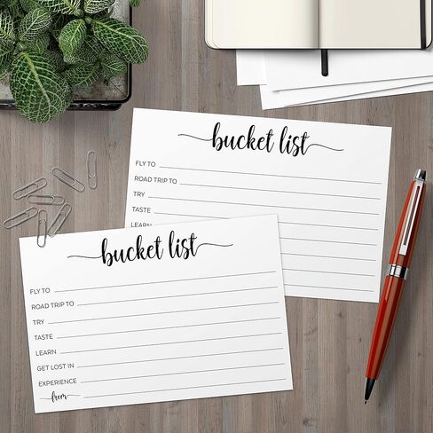 321Done Bucket List Suggestion Cards (50 4x6 Cards - Tan) - Fun Party Game Activity Guestbook for Wedding, Bridal, Graduation, Retirement, Anniversary, Birthday - Ad Lib Prompts - Made in the USA in Saudi Arabia