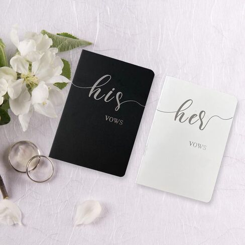 HANVOWS Vow Books His and Hers,Wedding Vow Books with Silver Foil Lettering,5.9"x3.9" Black and White Book Bride and Groom Booklet Notebook for Wedding Ceremony,Engagement Wedding Essentials Gift in Saudi Arabia