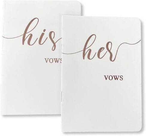 HANVOWS Vow Books His and Hers,Wedding Vow Books with Silver Foil Lettering,5.9"x3.9" Black and White Book Bride and Groom Booklet Notebook for Wedding Ceremony,Engagement Wedding Essentials Gift in Saudi Arabia