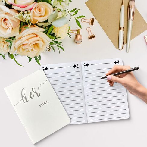 HANVOWS Vow Books His and Hers,Wedding Vow Books with Silver Foil Lettering,5.9"x3.9" Black and White Book Bride and Groom Booklet Notebook for Wedding Ceremony,Engagement Wedding Essentials Gift in Saudi Arabia