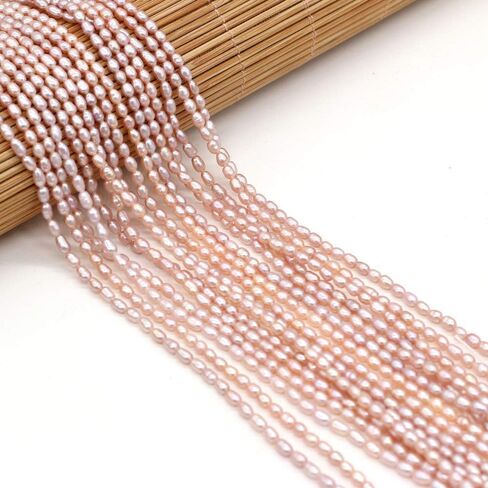 LHJ Natural Mini Pearl Beads Small Rice Shape Cultured Freshwater Pearl Bead String for Jewelry Making Women DIY Gift 2.5-3mm, orange in Saudi Arabia