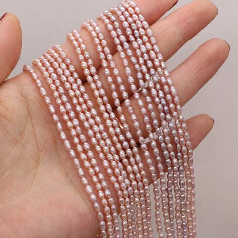 LHJ Natural Mini Pearl Beads Small Rice Shape Cultured Freshwater Pearl Bead String for Jewelry Making Women DIY Gift 2.5-3mm, orange in Saudi Arabia