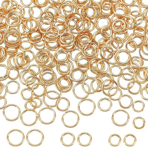 Beebeecraft 1 Box 300Pcs Gold Jump Rings 18K Gold Plated Open Jump Rings 5mm for Jewelry Making Necklace Keychains Yellow Connector in Saudi Arabia