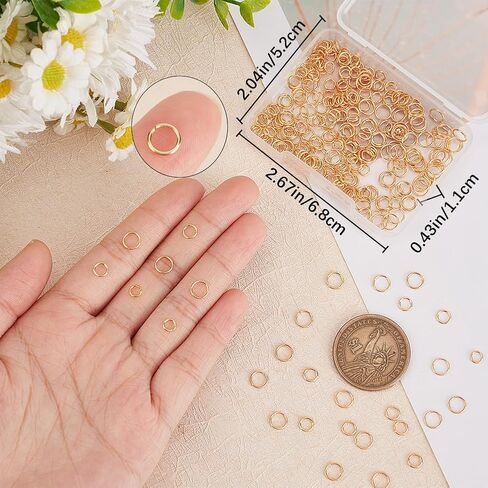 Beebeecraft 1 Box 300Pcs Gold Jump Rings 18K Gold Plated Open Jump Rings 5mm for Jewelry Making Necklace Keychains Yellow Connector in Saudi Arabia