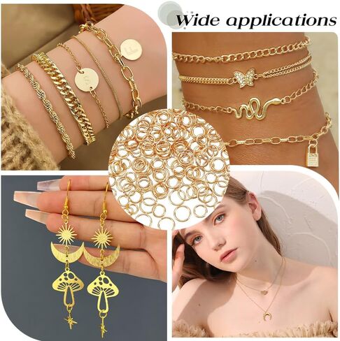 Beebeecraft 1 Box 300Pcs Gold Jump Rings 18K Gold Plated Open Jump Rings 5mm for Jewelry Making Necklace Keychains Yellow Connector in Saudi Arabia