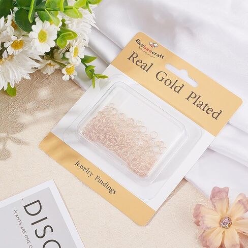Beebeecraft 1 Box 300Pcs Gold Jump Rings 18K Gold Plated Open Jump Rings 5mm for Jewelry Making Necklace Keychains Yellow Connector in Saudi Arabia