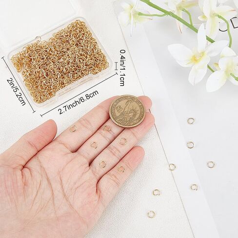 Beebeecraft 1 Box 300Pcs Gold Jump Rings 18K Gold Plated Open Jump Rings 5mm for Jewelry Making Necklace Keychains Yellow Connector in Kuwait
