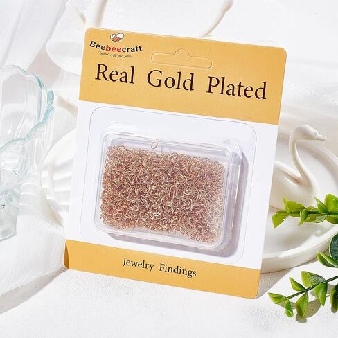Beebeecraft 1 Box 300Pcs Gold Jump Rings 18K Gold Plated Open Jump Rings 5mm for Jewelry Making Necklace Keychains Yellow Connector in Kuwait