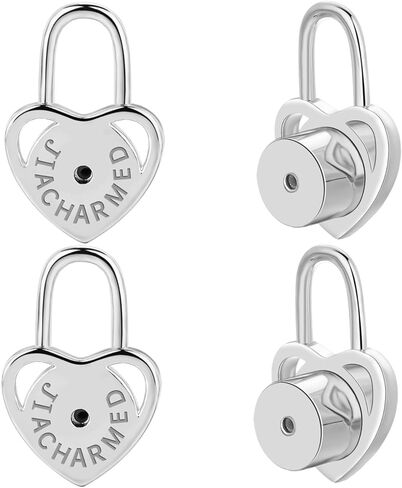 Earring Backs for Droopy Ears, 4PCS Studry Heart Locking Earring Lifter Backs for Heavy Earring Large Earring Backings Replacements for Studs Support Back for Stertched Earlobe,White Gold in Kuwait