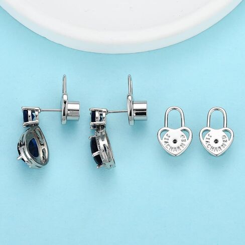 Earring Backs for Droopy Ears, 4PCS Studry Heart Locking Earring Lifter Backs for Heavy Earring Large Earring Backings Replacements for Studs Support Back for Stertched Earlobe,White Gold in Kuwait