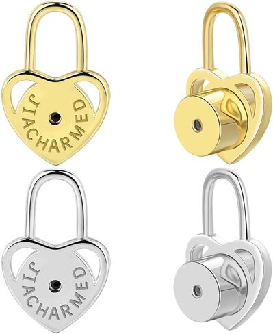 Earring Backs for Droopy Ears, 4PCS Studry Heart Locking Earring Lifter Backs for Heavy Earring Large Earring Backings Replacements for Studs Support Back for Stertched Earlobe,White Gold in Kuwait