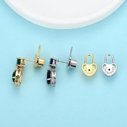 Earring Backs for Droopy Ears, 4PCS Studry Heart Locking Earring Lifter Backs for Heavy Earring Large Earring Backings Replacements for Studs Support Back for Stertched Earlobe,White Gold in Kuwait