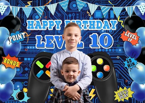 Game Theme Level 8 Birthday Backdrop Video Game Happy 8th Birthday Party Decorations Level Up Theme Boys Kids Birthday Party Supplies(7×5FT) in Saudi Arabia