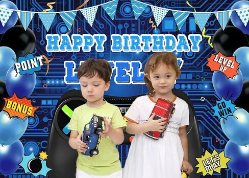 Game Theme Level 8 Birthday Backdrop Video Game Happy 8th Birthday Party Decorations Level Up Theme Boys Kids Birthday Party Supplies(7×5FT) in Saudi Arabia
