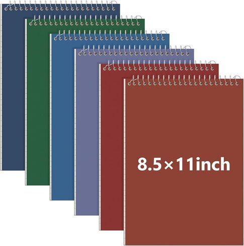 6 Pack 8.5 x 11'' Top Bound Office Steno Book Wide Ruled Double Sided Spiral Notebooks Reliable White Paper 70 Sheets/Pad Pastel Colors Covers for Writing School Notes (Vintage Color) in Saudi Arabia
