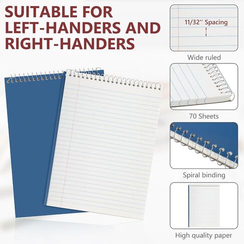 6 Pack 8.5 x 11'' Top Bound Office Steno Book Wide Ruled Double Sided Spiral Notebooks Reliable White Paper 70 Sheets/Pad Pastel Colors Covers for Writing School Notes (Vintage Color) in Saudi Arabia