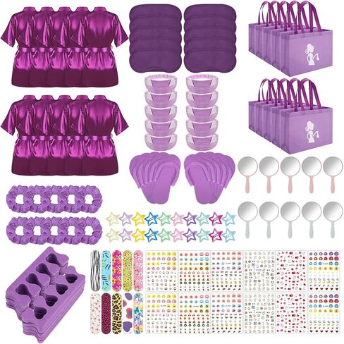 122 PCS Kids Home Spa Party Favors - أردية الساتان ، صالون الأظافر ، حقائب الأكياس لحفلات الفتيات سبات وعيد الهالوين in Saudi Arabia