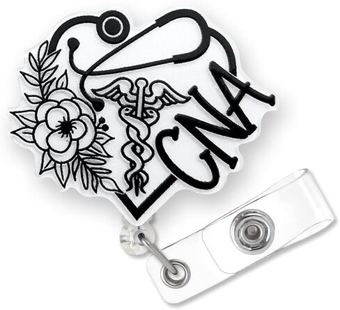 CNA Badge Reel Holder Retractable for Certified Nurse Nursing Assistant & Medical Worker | CNA Graduation Gifts, Funny Nurse ID Name Badge Reel with Alligator Clip & 24" Durable Nylon Cord | Acrylic in Saudi Arabia