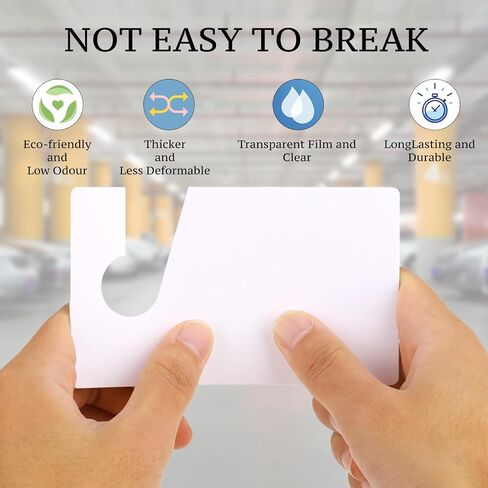12 Pcs Blank White Parking Permit Hang Tag, 3 x 5 Inches Plastic Parking Placards PVC Hang Tag, Recyclable Weatherproof Rearview Mirror Hanging Pass for Car Rear View Mirror, Enterprises Office in Kuwait