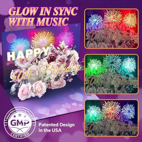 50th Birthday Decorations Card 3D Music and Light Pop Up, Funny 50th Birthday Gifts for Her Him, Cool Gifts for 50 Year Old Woman Men, Back in 1975 Gift Card for Woman Men in Saudi Arabia