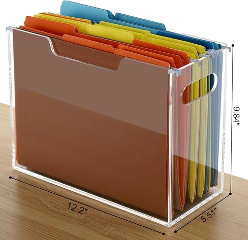 Acrylic File Folder Organizer, Hanging File Organizer Box, File Holder with Handles for Letter Size/A4, Clear File Box Desktop Folder Storage for Office Home Work -1 Pack in Kuwait
